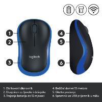 Miška LOGITECH M185, optički, bežični, 1000dpi, crno-modri