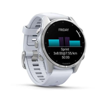 Pametni sat GARMIN Fenix 8, 43mm, AMOLED, multisport, srebrni/bijeli remen