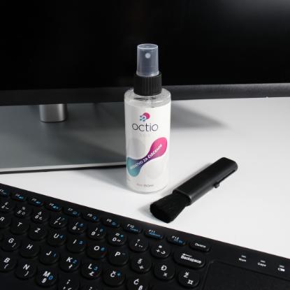 Sredstvo za čišćenje OCTIO S03, za ekrane, krpica, četkica, sprej, 150ml