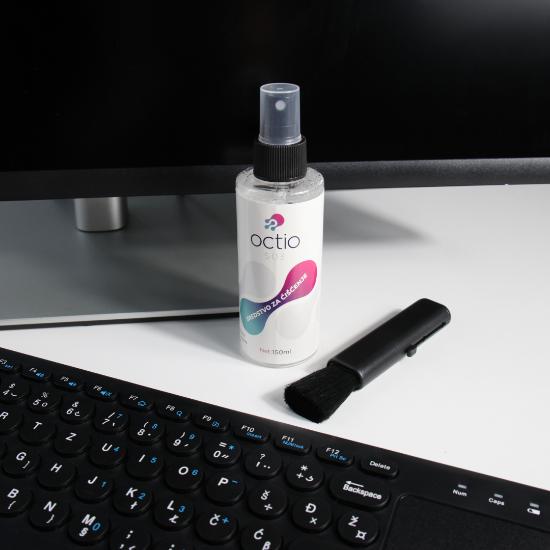 Sredstvo za čišćenje OCTIO S03, za ekrane, krpica, četkica, sprej, 150ml