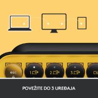 Tipkovnica LOGITECH POP Keys, mehanička, brezžična, US Layout, USB, žuto/črna