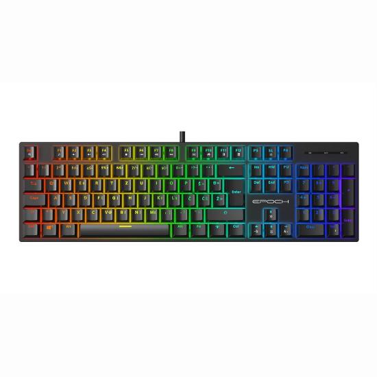 Tipkovnica EPOCH Rhea, RGB, mehanička, crveni switch, UK/HR layout, črna, USB