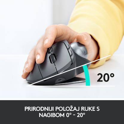 Miška LOGITECH MX Ergo, optički, trackball, bežični, USB, sivi