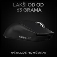 Miška LOGITECH Pro X Superlight, bežični, optički, 25600dpi, črni, USB