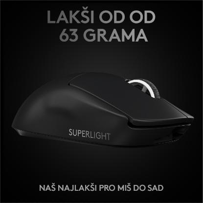 Miška LOGITECH Pro X Superlight, bežični, optički, 25600dpi, črni, USB
