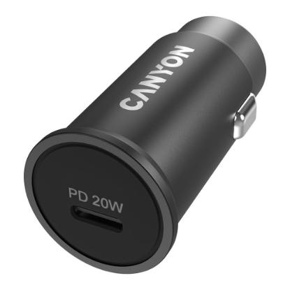 Auto punjač CANYON C-20, 20W PD, USB-C, crni