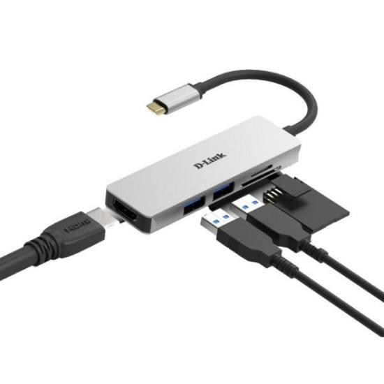 Docking station D-LINK DUB-M530, USB-C na 2x USB 3.1, HDMI, Card Reader, za laptop