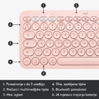 Tipkovnica LOGITECH K380, BT, kompaktna, za Mac, roza