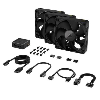 Ventilator CORSAIR iCUE LINK RX120, PWM, 120mm, 2100 okr/min, Triple Pack, črni