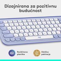 Tipkovnica LOGITECH POP Icon Keys, brezžična, US Layout, BT, ljubičasto-bela