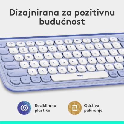Tipkovnica LOGITECH POP Icon Keys, brezžična, US Layout, BT, ljubičasto-bela