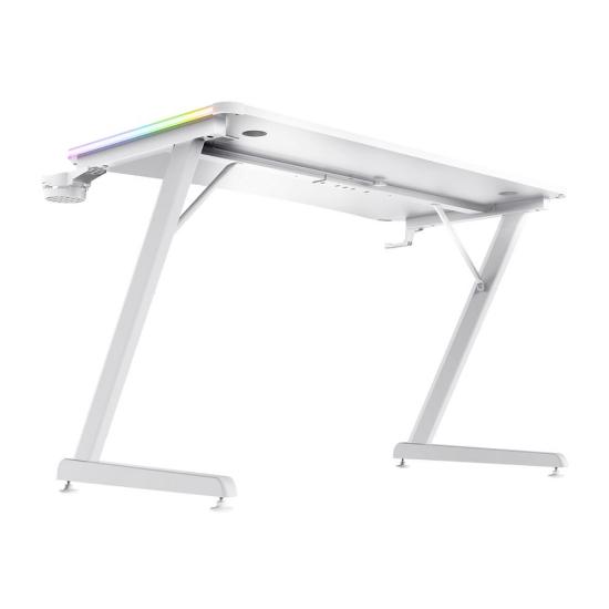 Gaming miza TRUST GXT 709W Luminus, RGB, beli