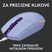 Miška LOGITECH Gaming G102 Lightsync, optički, 8000dpi, lilac, USB