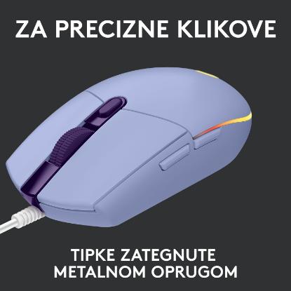 Miška LOGITECH Gaming G102 Lightsync, optički, 8000dpi, lilac, USB