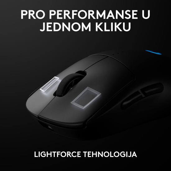 Miška LOGITECH Pro 2 Lightspeed, RGB, optički, bežični, 32000dpi, črni