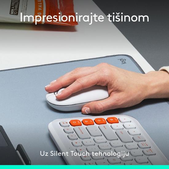 Miška LOGITECH POP, optički, bežični, USB, BT, 1000dpi, beli