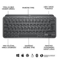 Tipkovnica LOGITECH MX Keys mini, brezžična, BT, siva