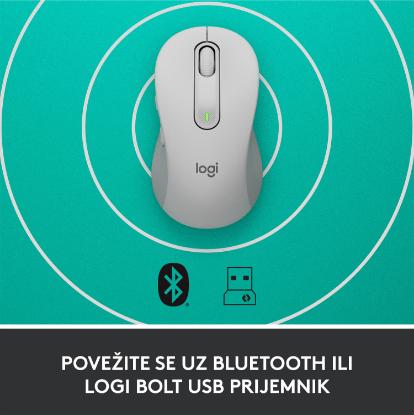 Miška LOGITECH M650, bežični, optički, 4000dpi, USB, BT, beli
