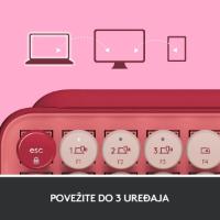 Tipkovnica LOGITECH POP Keys, mehanička, brezžična, US Layout, USB, crveno/roza