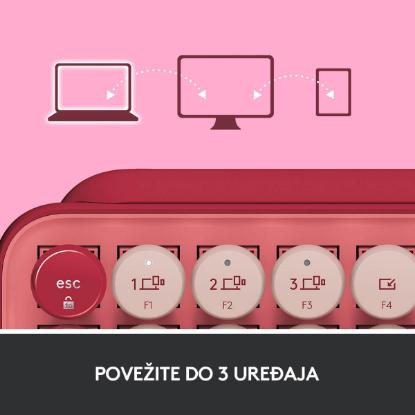 Tipkovnica LOGITECH POP Keys, mehanička, brezžična, US Layout, USB, crveno/roza