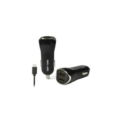 Auto punjač BELINE, 2xUSB-A + kabel USB-C, crni