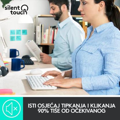 Tipkovnica + miška LOGITECH MK295 Silent Wireless Combo, brezžična, bela, USB