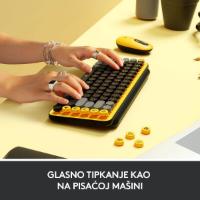 Tipkovnica LOGITECH POP Keys, mehanička, brezžična, US Layout, USB, žuto/črna