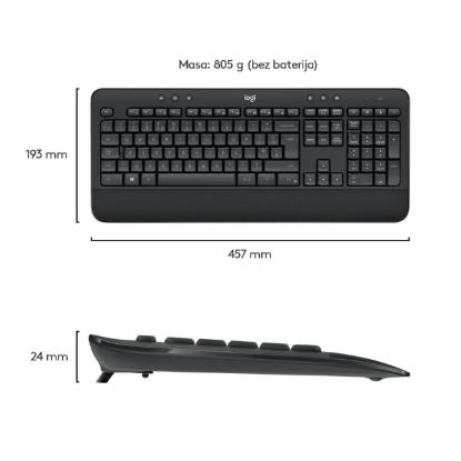 Tipkovnica + miška LOGITECH MK545 Advanced Combo, brezžična, črna, Unifying receiver USB