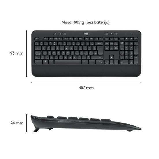 Tipkovnica + miška LOGITECH MK545 Advanced Combo, brezžična, črna, Unifying receiver USB