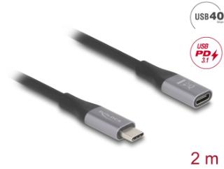 Kabel DELOCK, USB-C 4.0 (M) na USB-C (Ž), 2m, crni