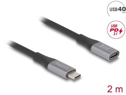 Kabel DELOCK, USB-C 4.0 (M) na USB-C (Ž), 2m, crni