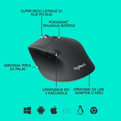 Miška LOGITECH M720 Triathlon, bežični, Unifying receiver USB
