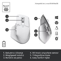 Miška LOGITECH MX Master 3S Performance, laserski, bežični, BT, Unifying receiver USB, beli