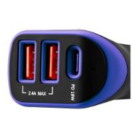 Auto punjač CANYON C-08, 2xUSB-A, USB-C, crno-ljubičasti