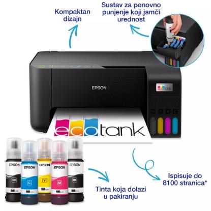 Multifunkcijski Tiskalnik EPSON EcoTank L3270, Tiskalnik/scanner/copy, 5760 x 1440, WiFi, USB, črni