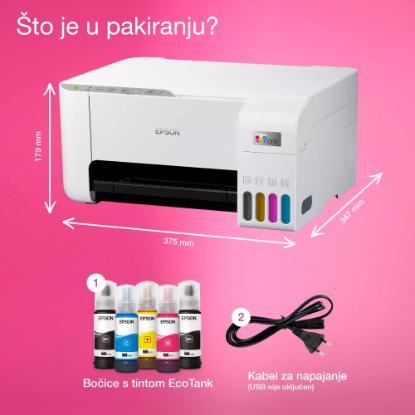 Multifunkcijski Tiskalnik EPSON EcoTank L3276, Tiskalnik/scanner/copy, 5760 x 1440, WiFi, USB, beli