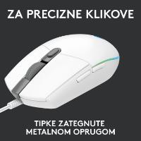Miška LOGITECH Gaming G102 Lightsync, optički, 8000dpi, beli, USB