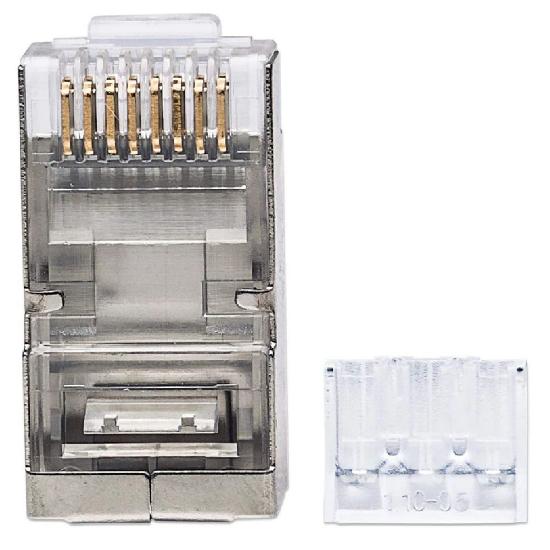 STP konektor INTELLINET CAT6A, RJ45, modularni Pro Line, trostruki zupčasti terminal - 50 komada