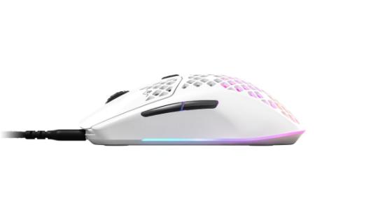 Miška STEELSERIES Aerox 3 2022 Edition, optički, RGB, 8500 CPI, beli, USB