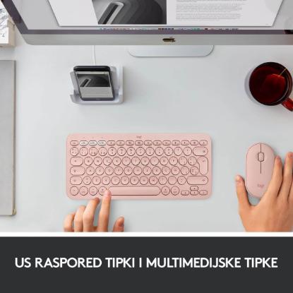 Tipkovnica LOGITECH K380, BT, kompaktna, za Mac, roza