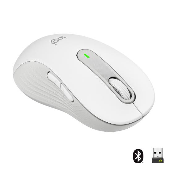 Miška LOGITECH M650 L, za ljevake, bežični, optički, 4000dpi, USB, BT, beli