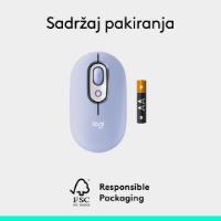 Miška LOGITECH POP, optički, bežični, USB, BT, 1000dpi, lila-beli