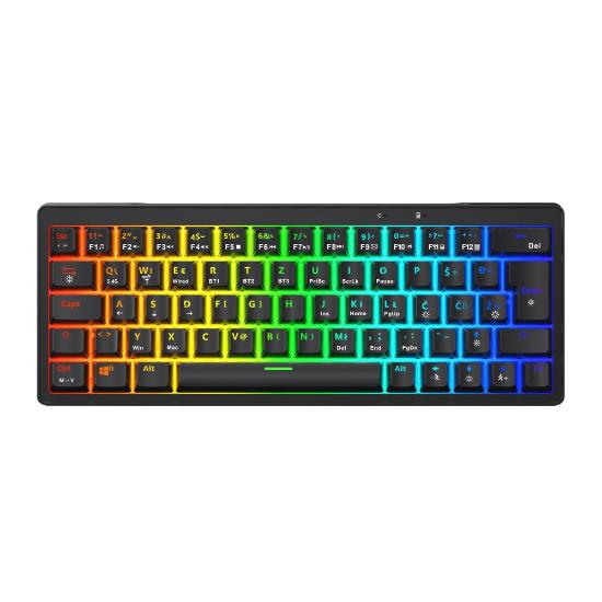Tipkovnica EPOCH Kari, RGB, mehanička, brezžična, BT, UK/HR layout, črna, USB