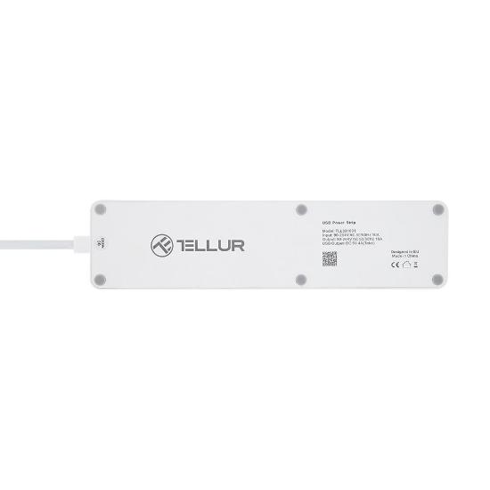 Naponska letva TELLUR TLL331031, 3 utičnice, 4xUSB-A, 1.8m, pametni, bijeli