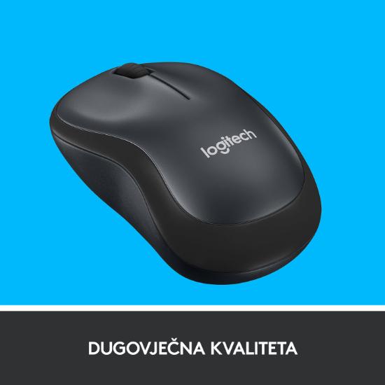Miška LOGITECH M220 Silent, optički, bežični, črni, USB