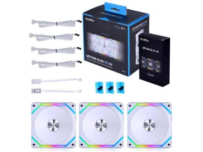 Ventilator LIAN LI Uni Fan SL120 V2 RGB PWM, 120mm, beli, 3 ventilatora, krmilnik