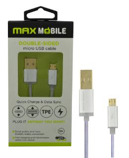Kabel MAXMOBILE micro USB DOUBLE SIDED, 1m, srebrni