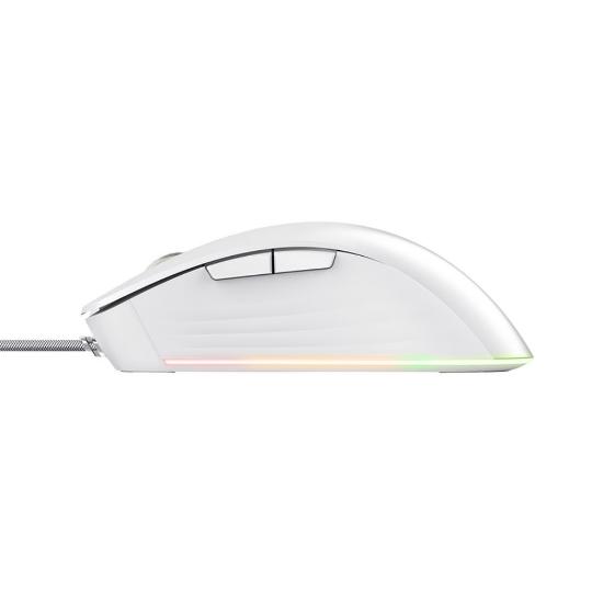 Miška TRUST GXT 924W Ybar+, RGB, optički, 25600dpi, beli