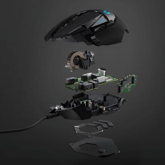 Miška LOGITECH Gaming G502 Hero RGB, optički, 25600dpi, črni, USB