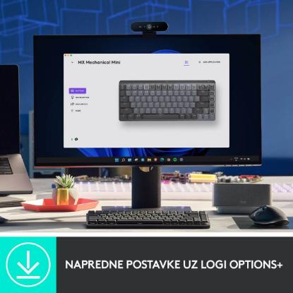 Tipkovnica LOGITECH MX Mechanical Mini Tactile Quiet, brezžična, BT, črna
